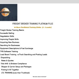 freight broker training platinum plus